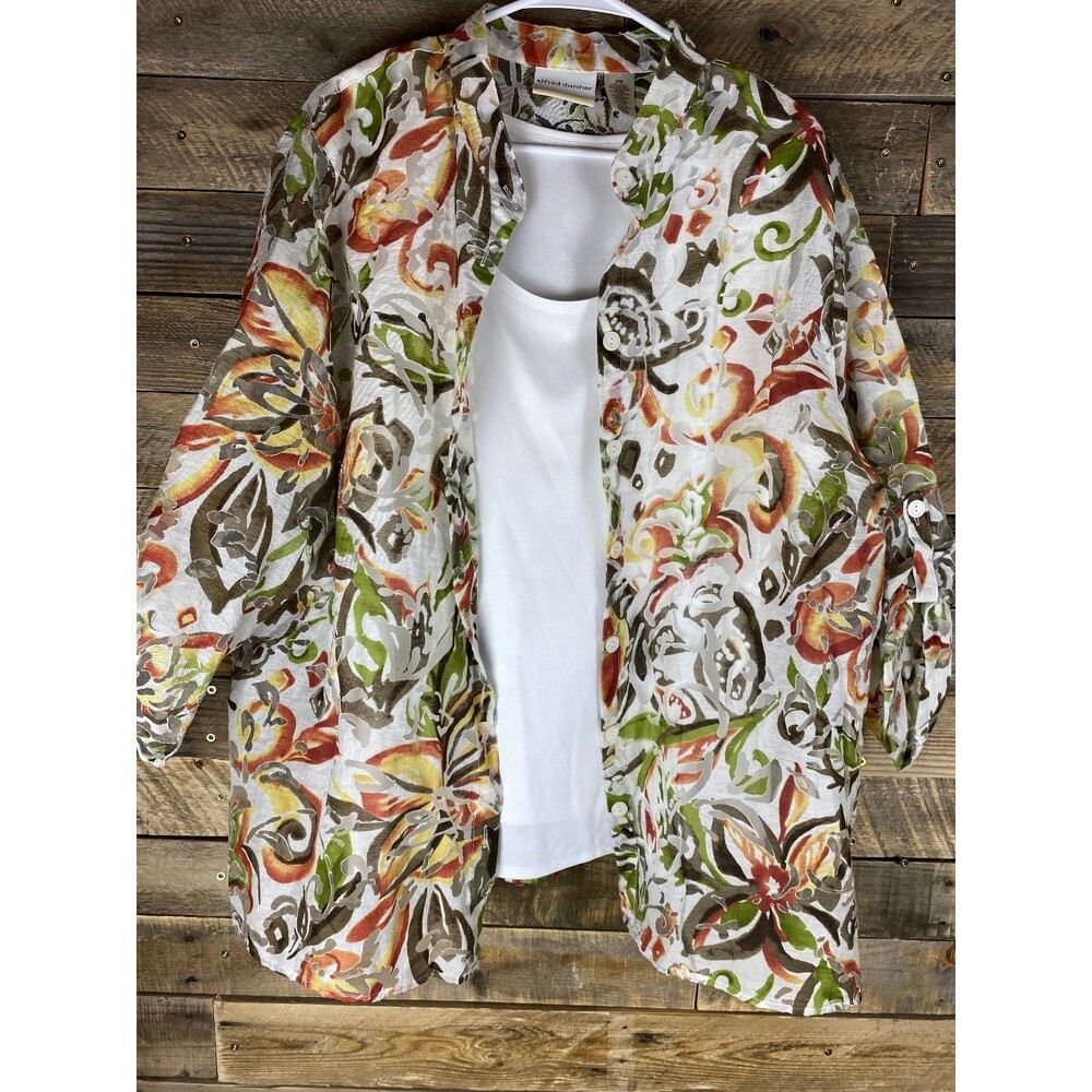 Alfred Dunner Plus Size 22W Women's Floral Sheer Layered Blouse Rayon Nylon